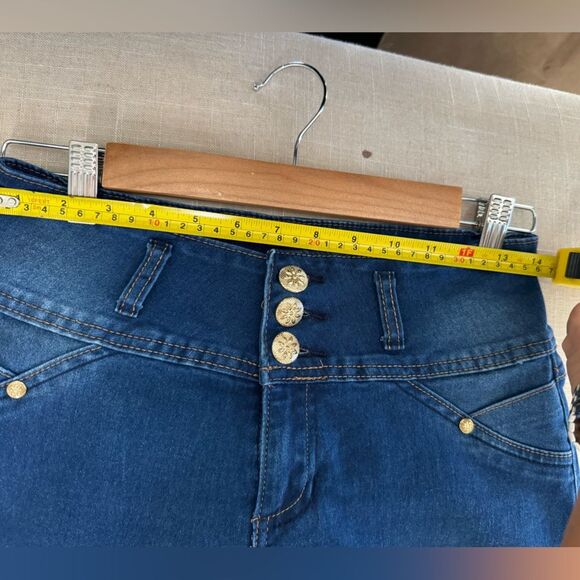 Tush Push columbian stretch skinny blue medium wash jeans size 7 28x35 Sexy - Picture 6 of 7
